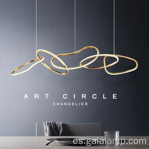 Lámpara de araña LED minimalista con anillo enlazado en oro